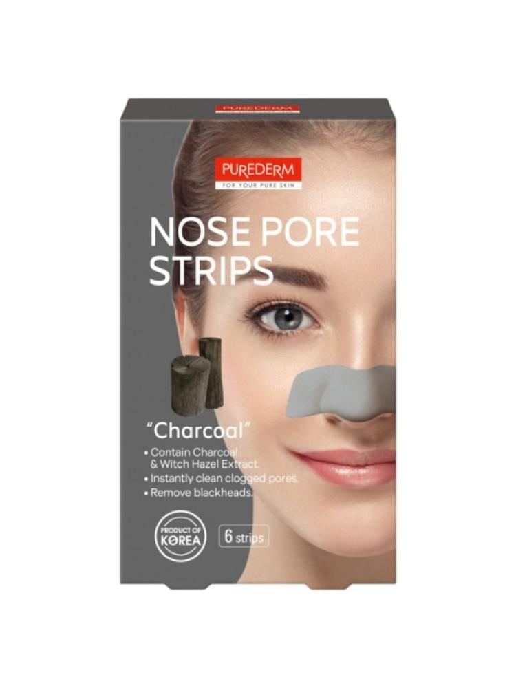 Purederm Charcoal & Witch Hazel Nose Pore Cleansing Strips - 6 Strips