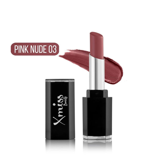 X Miss Beauty Creamy Glossy Lipstick Pink Nude 03, Moisturizing