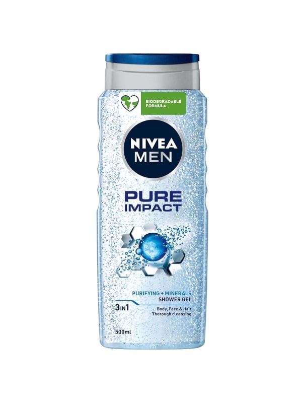 Best Shower Gel for Men 3-in-1 Pure Impact Nivea 500ml