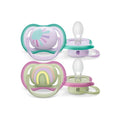 Philips Avent Ultra Air Pacifier 0-6 Months 2 Pack Soothing Orthodontic