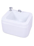 Salon System Square Pedicure Basin with Extractor - White