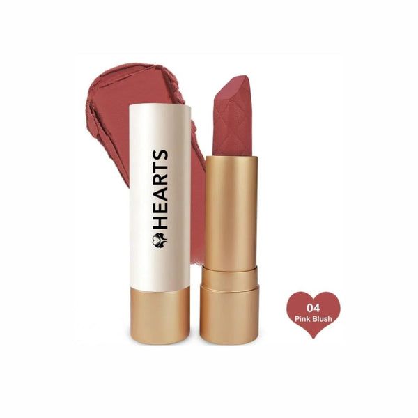 Hearts Creamy Lipstick, Pink Blush 04, Satin Matte Metallic Finish
