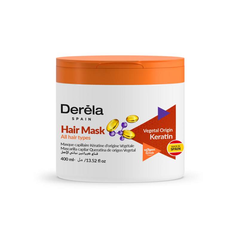 Derela Plant-Based Keratin Hair Mask, Repair and Hydration, 400ml