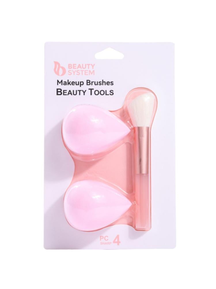 Makeup Sponge and Brush Set 4-Piece Assorted Beauty System