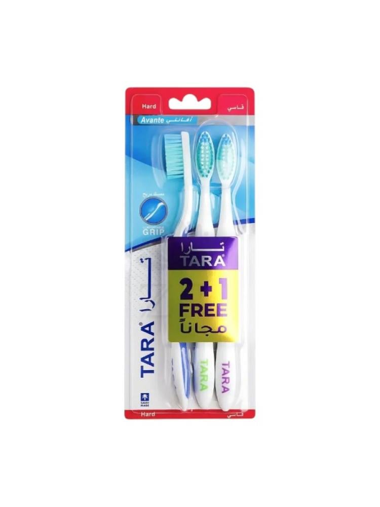 Tara Avante Hard Toothbrush, 3 Pack | Assorted Colors