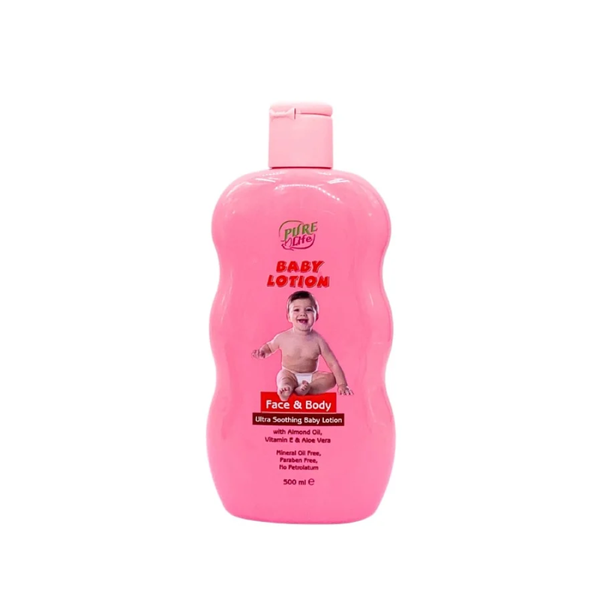 Pure Life Baby Lotion with Sweet Almond Oil, Vitamin E, and Aloe Vera, 500ml