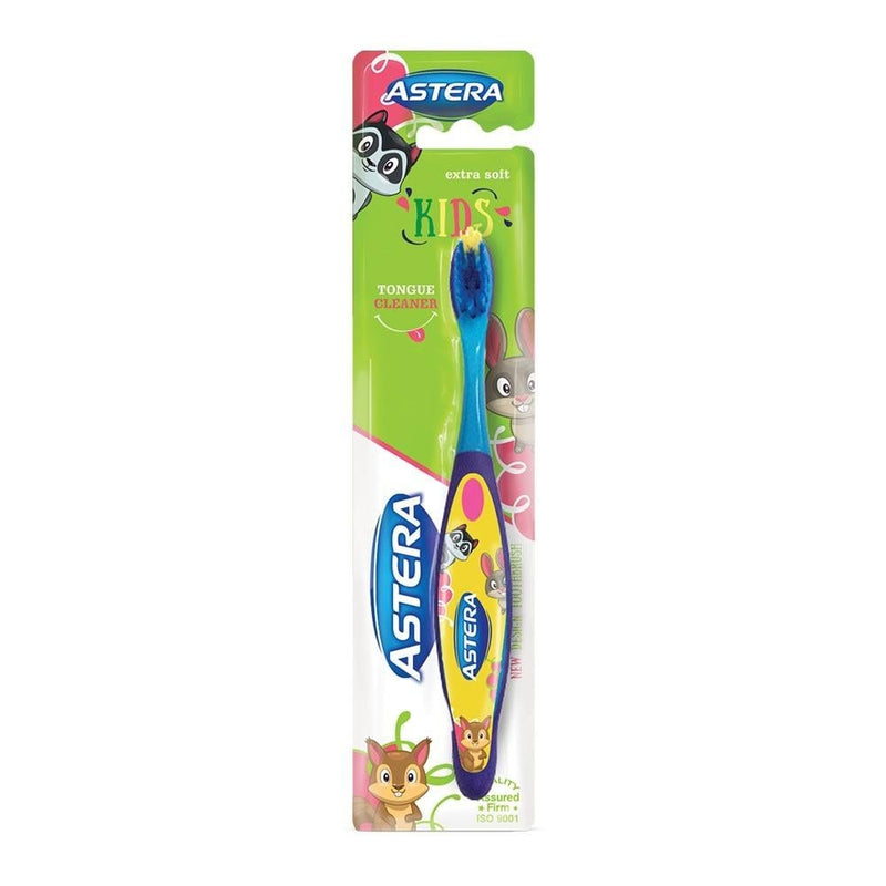 Kids Toothbrush Ultra Soft Ergonomic Handle Tongue Cleaner Estera 1-Pack