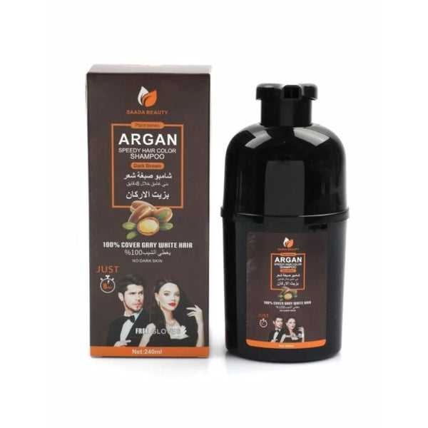 Hair Color Shampoo Dark Brown Argan Oil Saada Beauty 240ml