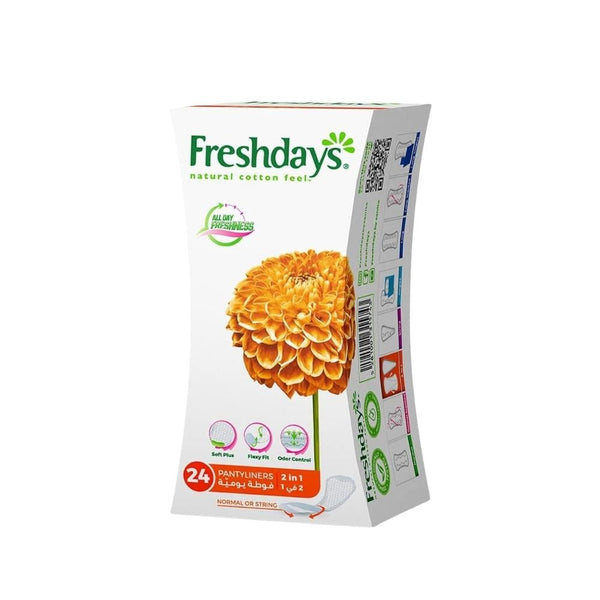 Freshdays 2-in-1 Regular Daily Sanitary Pads, Cotton-Like Surface, 24 Count