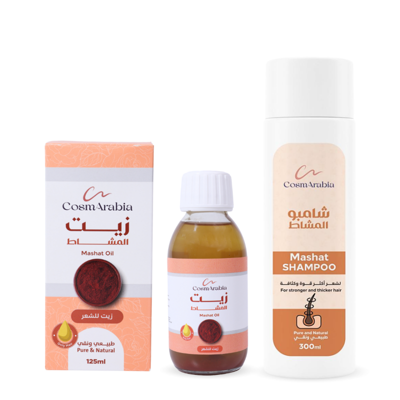 CosmArabia Al-Mashat Shampoo and Hair Oil Set for Thicker Hair