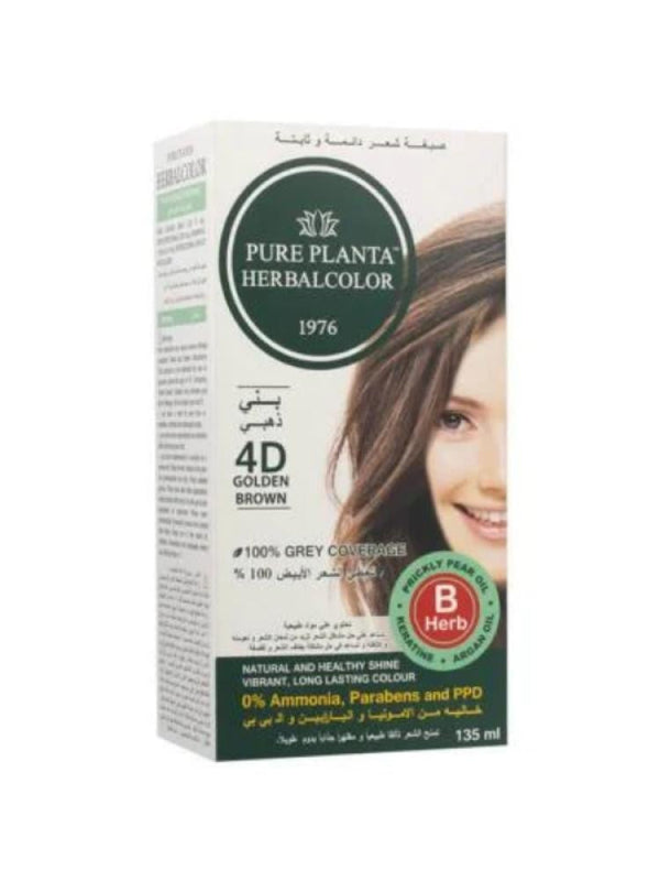 Pure Planta Hair Dye D4 Golden Brown Ammonia-Free 135 ml