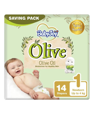 Baby Joy Olive Newborn Diapers - Natural Olive Oil - Size 1 (14ct)