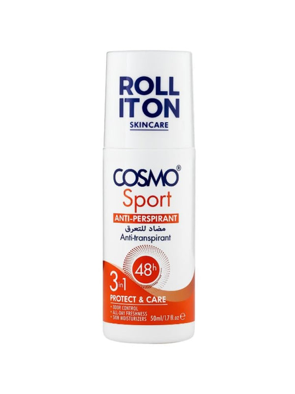 Cosmo Sport 3-in-1 Antiperspirant Deodorant Roll-On for Men - 48 Hour Protection, 50ml