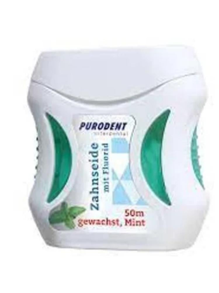 Purodent Mint Waxed Dental Floss with Fluoride - 50 Meters
