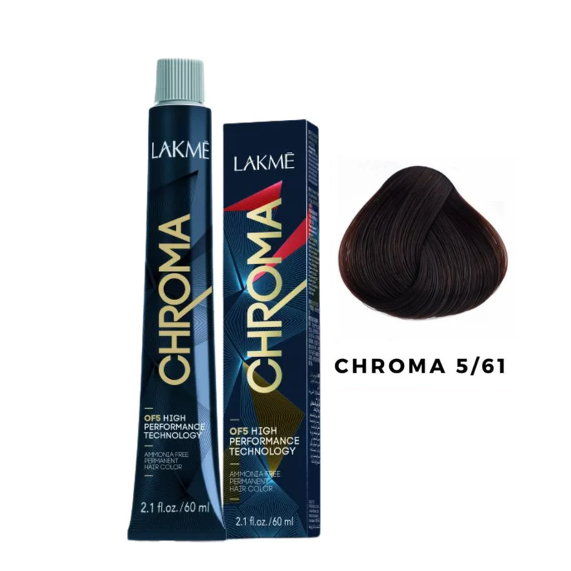 Lakme Permanent Hair Color Ammonia-Free Light Chestnut Ash Brown 5.61 60ml