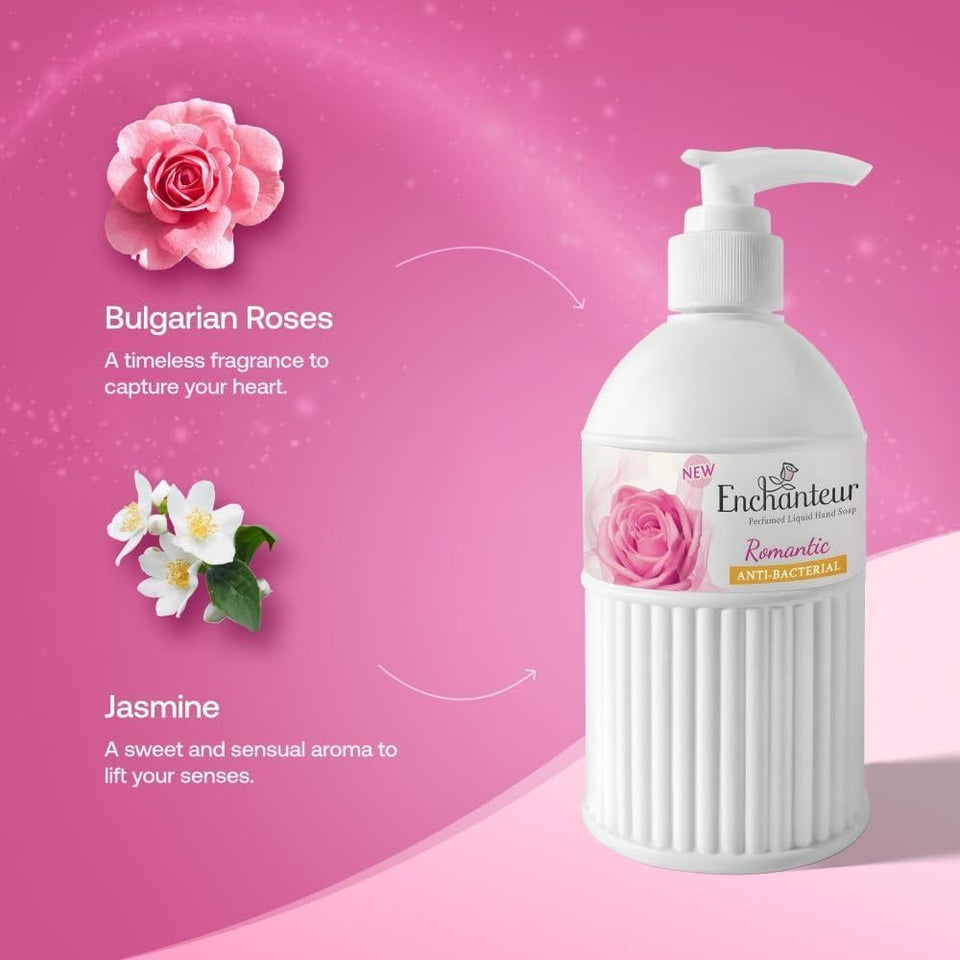 Enchanteur Antibacterial Liquid Hand Soap Romantic Floral Scent Cleansing 300ml
