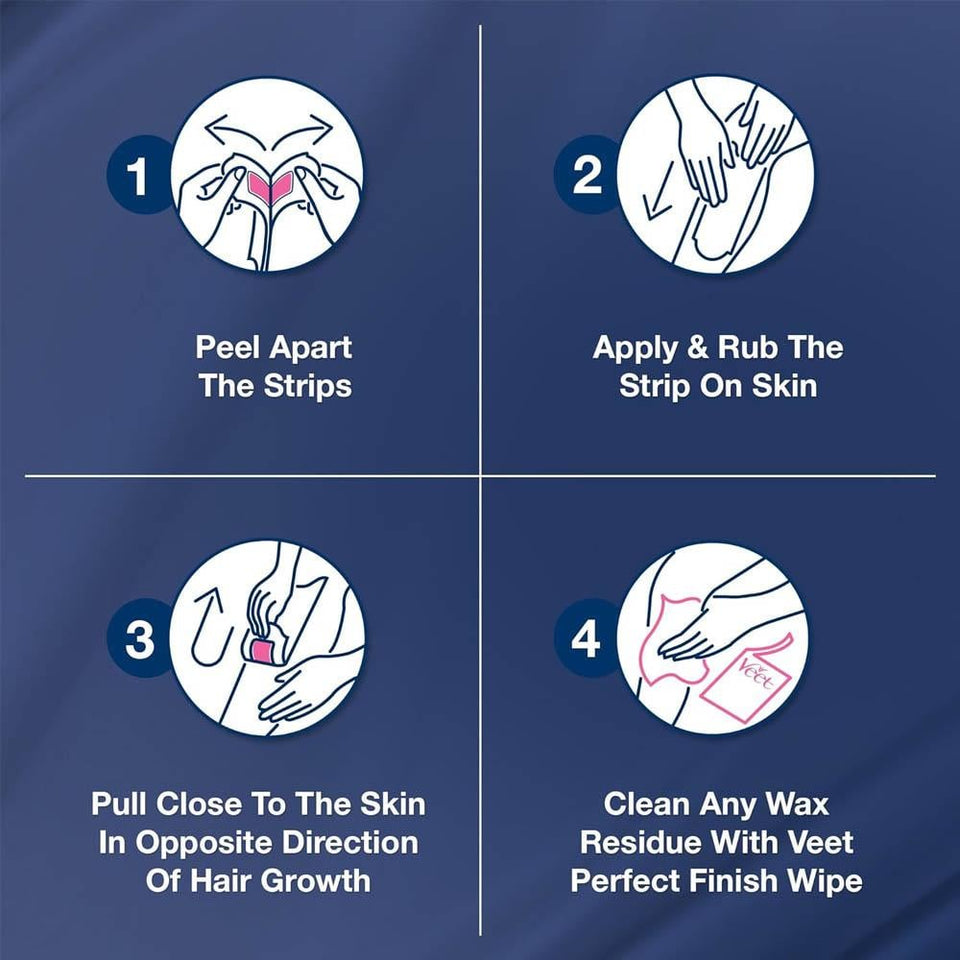 Veet Hair Removal Wax Strips for Sensitive Skin Easy-Gel Formula 20 strips