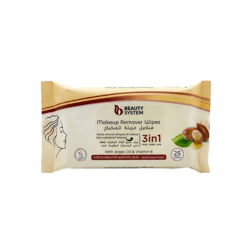 Oil Free Makeup Remover Wipes Gentle Argan Oil Vitamin E Beauty System 25 Wipes
