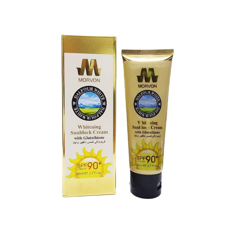 Best Sunblock Cream SPF 90+ Brightening Glutathione MORVON 80ml