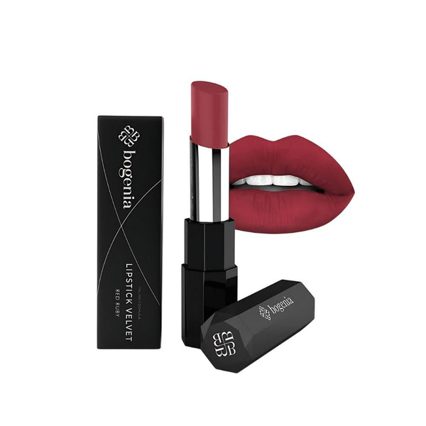 Bogenia Velvet Matte Lipstick, Red Ruby, Long-Lasting Creamy Formula, Shade 122