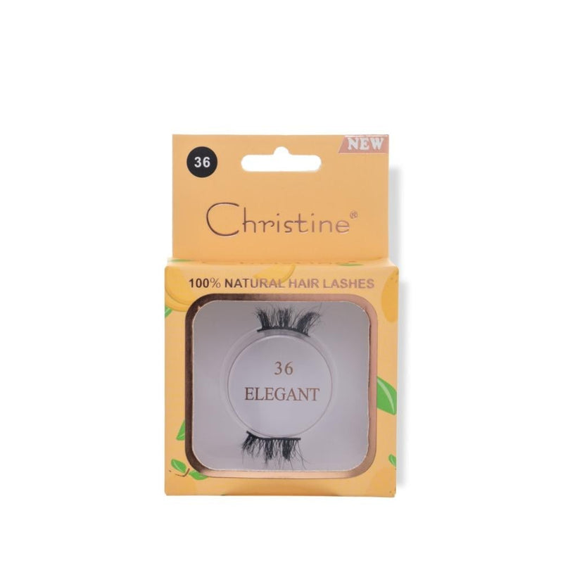 Christine Natural Hair Eyelashes, Elegant 36, Reusable, Cotton Band