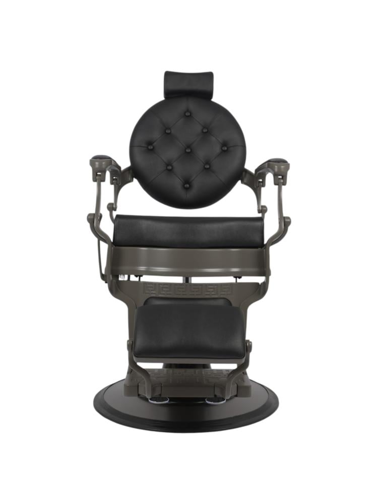 Salon System Elegant Premium Men's Barber Chair Black Stainless Steel Leather