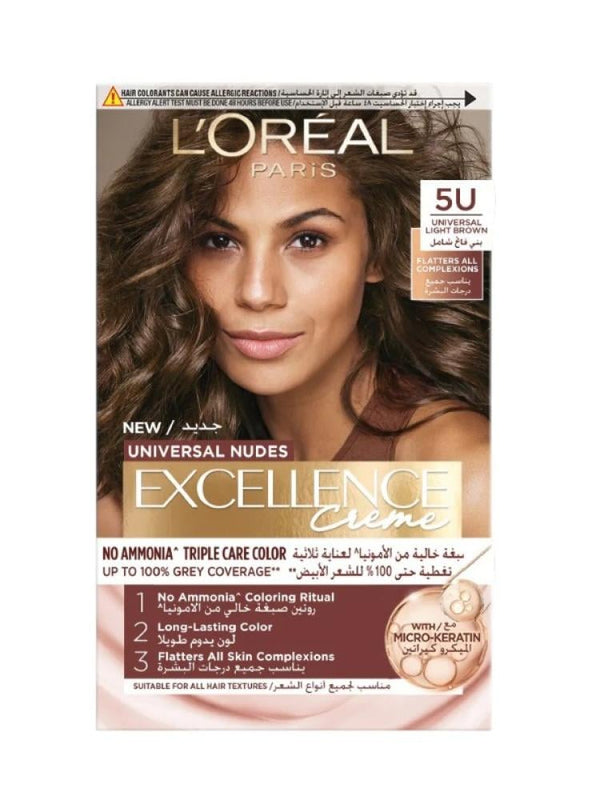 L'Oréal Paris Excellence Hair Color Cream 5U Light Brown Ammonia-Free