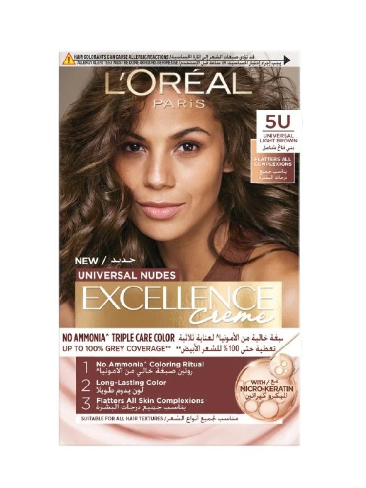 L'Oréal Paris Excellence Hair Color Cream 5U Light Brown Ammonia-Free