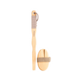 Basic Care Long Wooden Handle Bath Brush, Exfoliating Body Scrubber