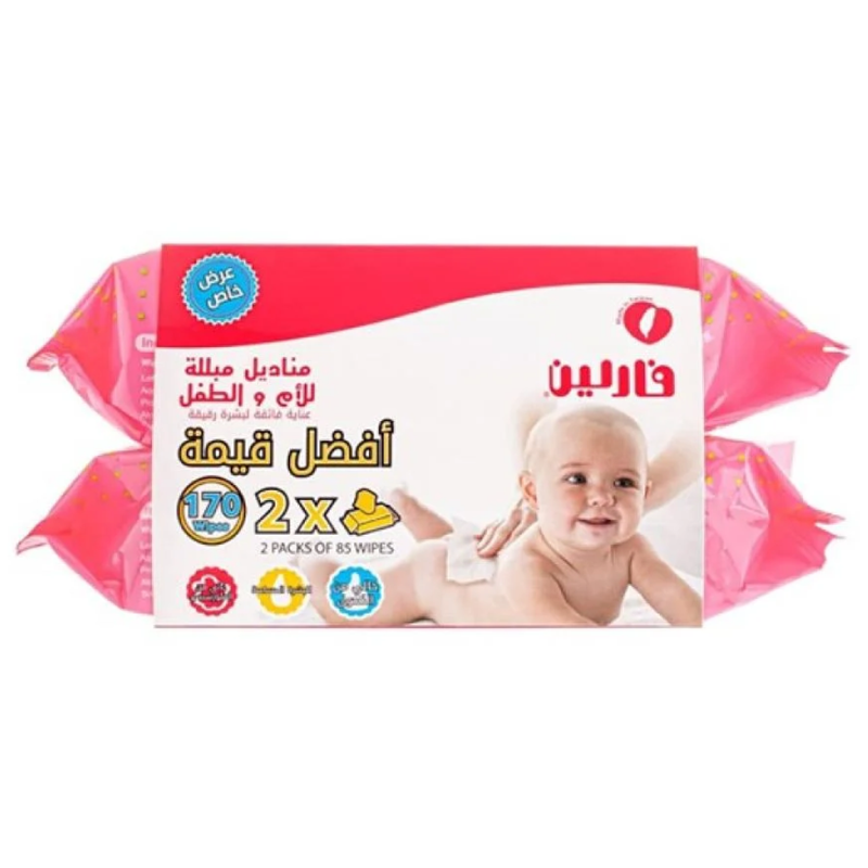 Farlin Baby & Mom Wipes, Unscented, Sensitive Skin, 170 Count (85+85)