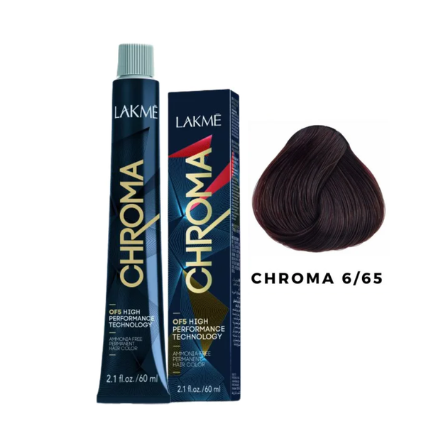 Lakme Chroma Permanent Hair Color, Ammonia-Free, Dark Chestnut Blonde 6/65, 60ml