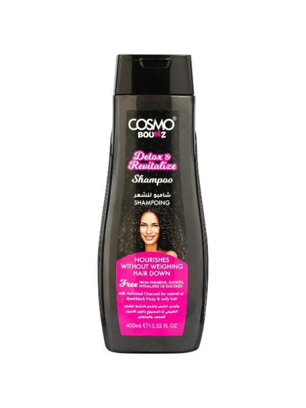 Cosmo Bounz Detox & Revitalize Shampoo for Normal & Curly Hair with Activated Charcoal - 400ml