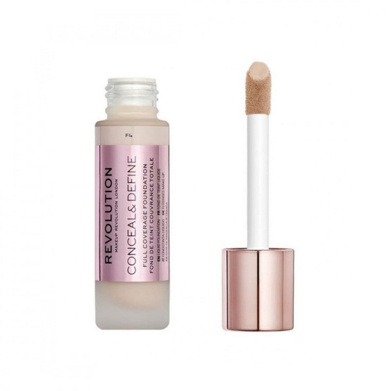 Revolution Conceal & Define Foundation F4 Beige Light Coverage 23ml