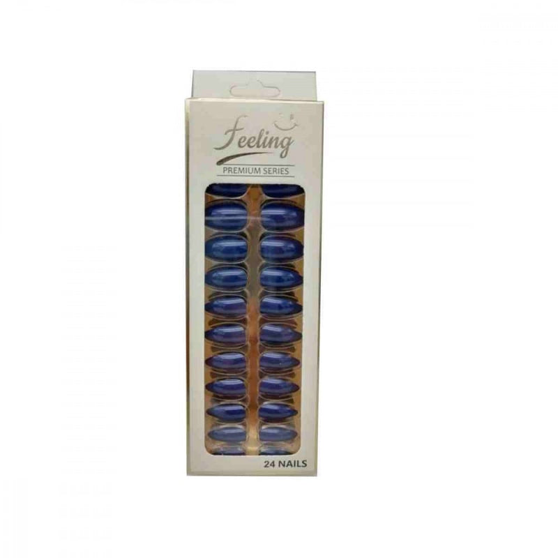 Feeling Self-Adhesive Artificial Nails, Matte Dark Blue, 24 Count