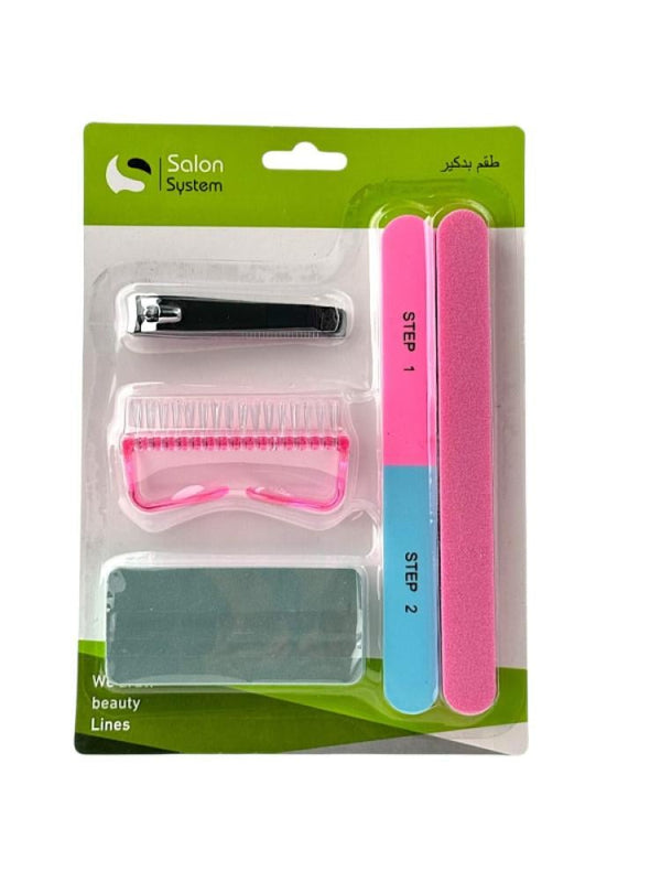 Salon System Manicure Kit with Stainless Steel Clippers & Files