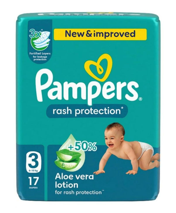 Pampers Diapers Taped Rash Protection Secure Fit Size 3 17 Count