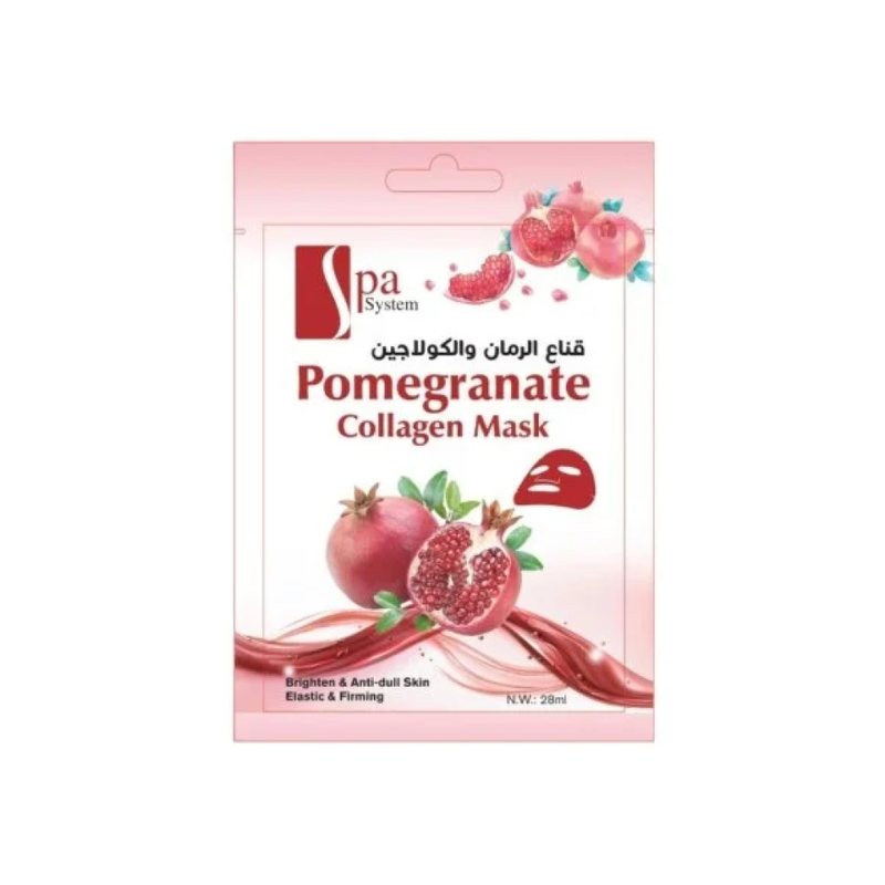 Spa System Pomegranate and Collagen Face Mask for Brightening, 28ml