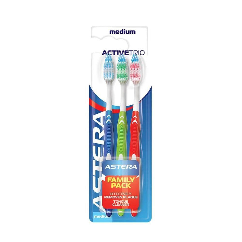 Manual Toothbrush Medium Bristles ASTERA Active Trio 3 Pack
