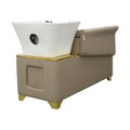 Salon System Beige Hair Washing Chair with Gold Frame & Movable Footrest
