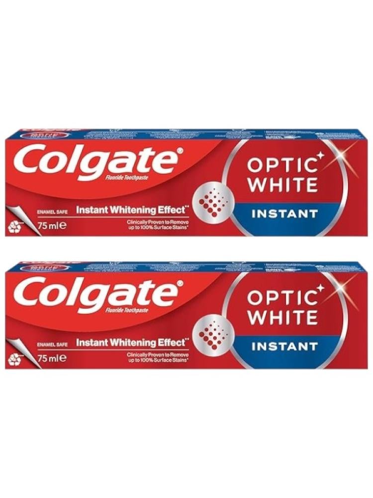 Colgate Optic White Instant Whitening Toothpaste - Twin Pack 2 x 75ml