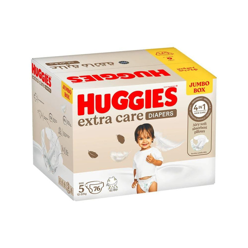 Nappies Extra Care Size 3 Jumbo Box Huggies 76 Pack