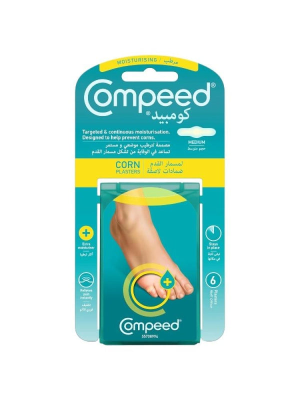 Compeed Corn Moisturizing Foot Care Adhesive Pads - Medium, 6 Pack for Pain Relief & Hydration
