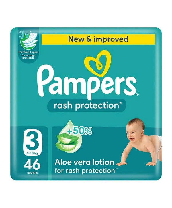 Pampers Diapers Taped Rash Protection Jumbo Pack Size 3 46 Count