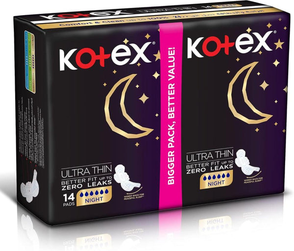 Ultra Thin Night Sanitary Pads With Wings Feminine Care Kotex 14 Pcs