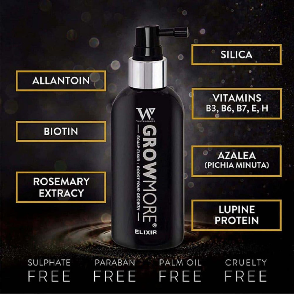Watermans Grow More Elixir Hair Growth Serum for Thicker Hair & Scalp Treatment 100ml