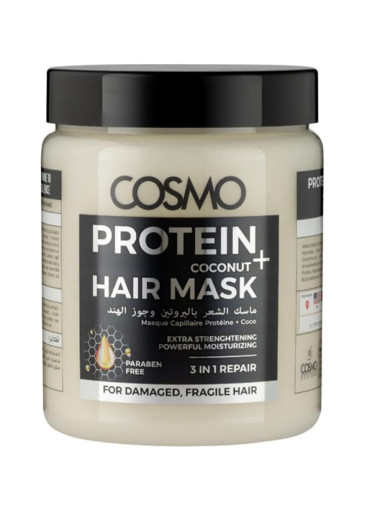 Cosmo Hair Mask Protein Coconut 3-in-1 - For Dry & Damaged Hair, 1000ml