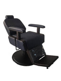 Salon System Men's Barber Chair - Dark Blue Upholstery, Matte Black Frame