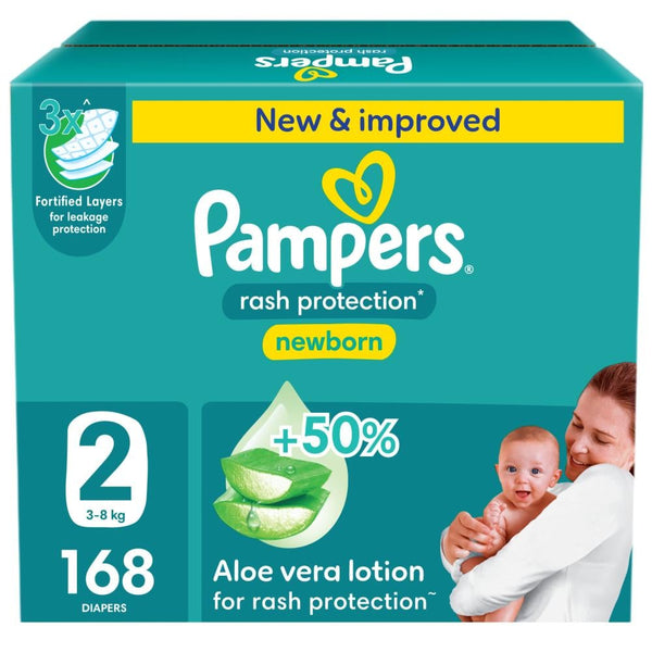 Pampers Diapers Taped Newborn Size 2 Bulk Pack 168 Count