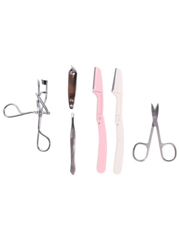 Beauty System Pedicure Tools Set - Eyelash Curler, Nail Clipper - 6 Pieces