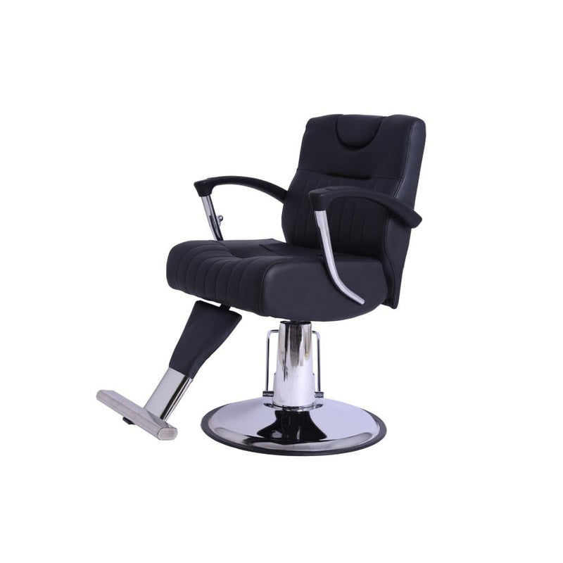 Salon System Black Hydraulic Haircut & Makeup Chair with Swivel Base